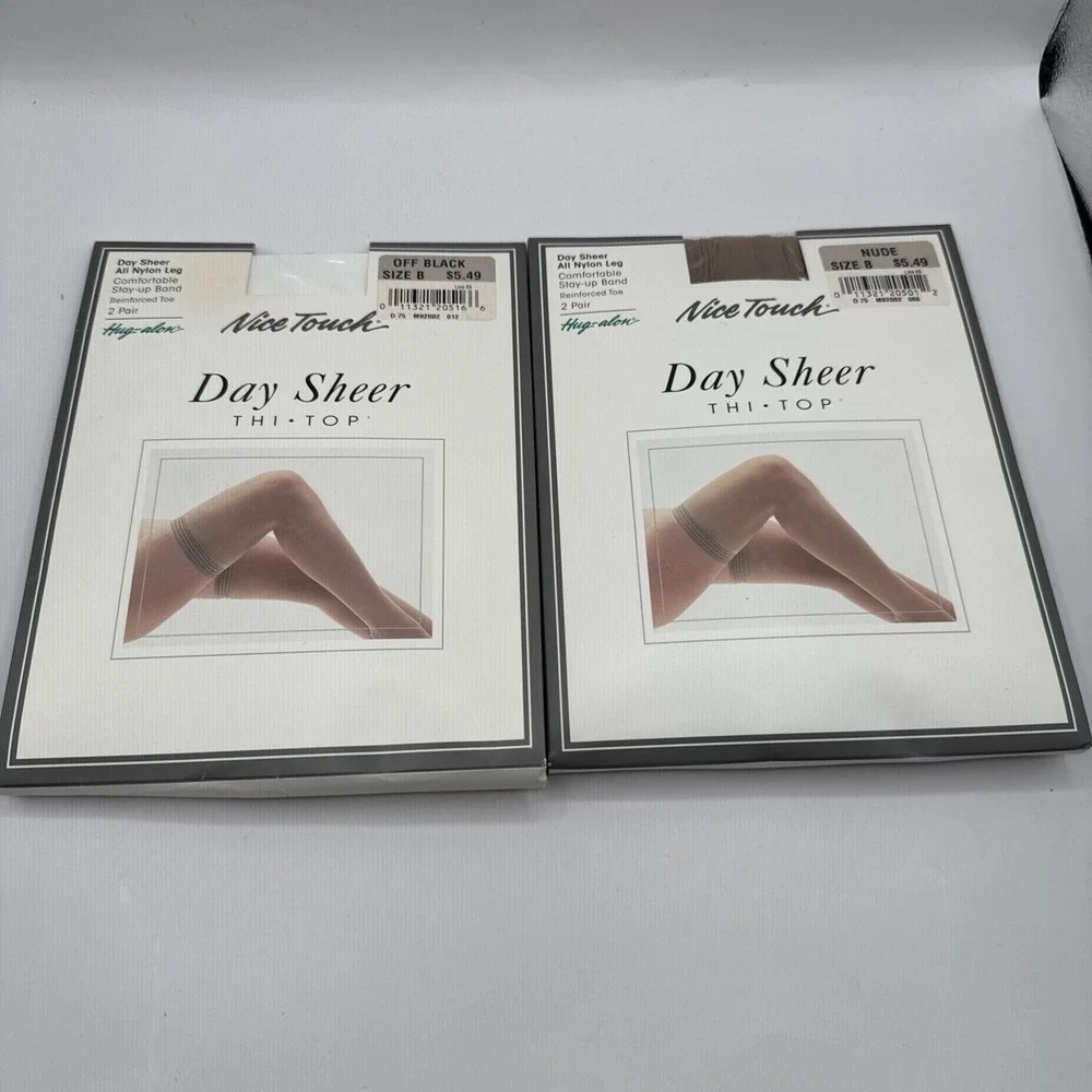 Vintage Sears‎ Nice Touch Lycra Sheer Leg THI TOP Stockings in Color Nude Size B
